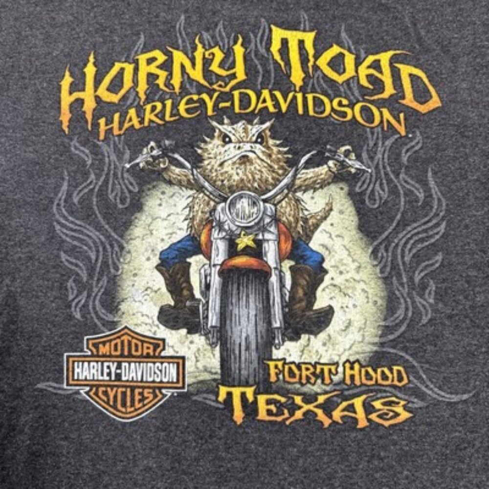 VTG Harley Davidson T-Shirt Size Large Horny Toad Fort Hood Texas